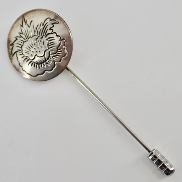 Samual Kirk & Son Sterling Silver Poppy Hat Lapel Pin 26-8 New 2.25" Long - Picture 2 of 15